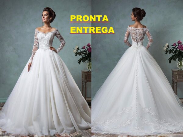 Vestido Noiva Evasê Ombro Ombro Pronta Entrega